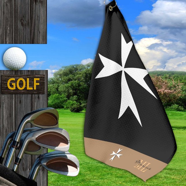 Golf Malta Flag, Malteser Cross mit Monogramm St J Golfhandtuch (Von Creator hochgeladen)