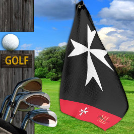 Golf Malta Flag, Malteser Cross mit Monogramm St J Golfhandtuch