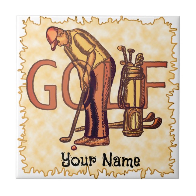 Golf Man Letters Fliese (Vorderseite)