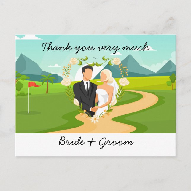 Golf Mariage Carte de remerciements pour l'aquarel (Devant)
