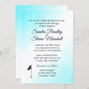 Golf Mariage thème Aqua Invitations