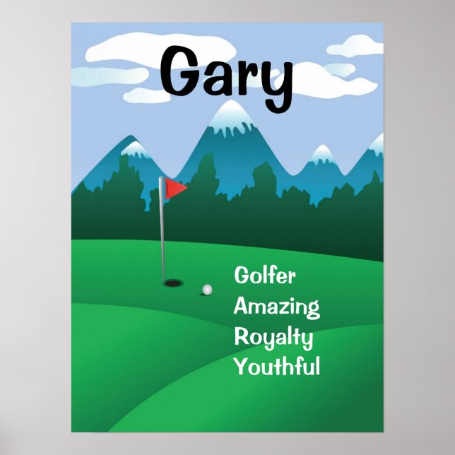 Golf Mens Womens Personalisierter Name Kunstgewerb Poster (Vorne)