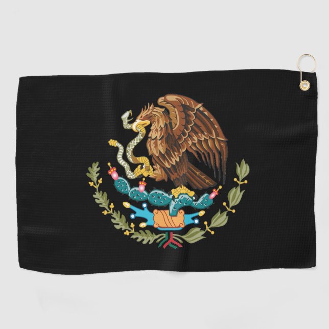 Golf Mexiko & Mexikanisches Adlerwappen / Flagge Golfhandtuch (Horizontal)