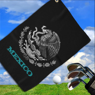 Golf Mexiko & Mexikanisches Adlerwappen / Flagge Golfhandtuch