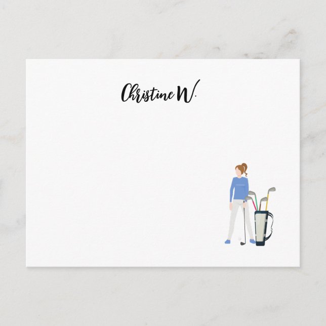 Golf mit dem Namen der Frau Golfer Note Card Postkarte (Vorderseite)