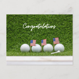 Golf mit Flagge Amerikanische Glückwünsche  Postkarte