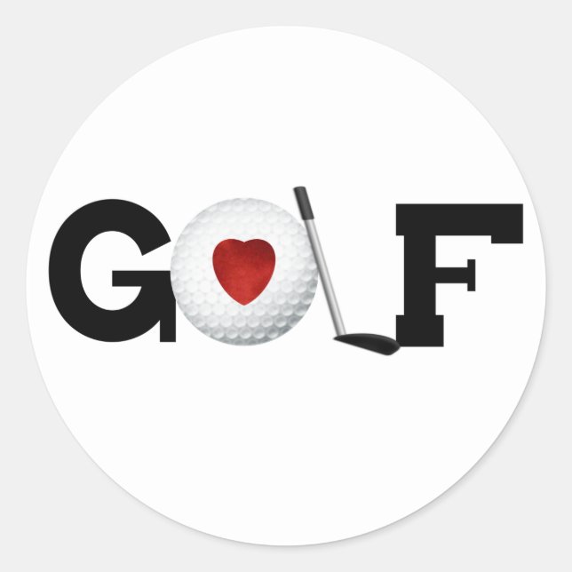 Golf mit Golf Ball Runder Aufkleber (Vorderseite)