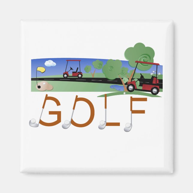 Golf mit Golf Carts - Tshirts und Geschenke Magnet (Vorne)