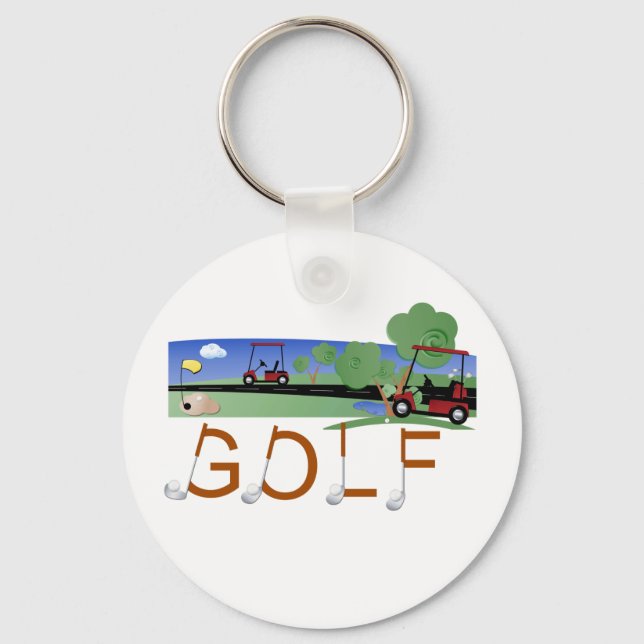 Golf mit Golf Carts - Tshirts und Geschenke Schlüsselanhänger (Vorderseite)