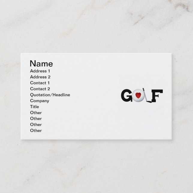Golf mit Golfball-T-Shirts und Geschenken Visitenkarte (Vorderseite)