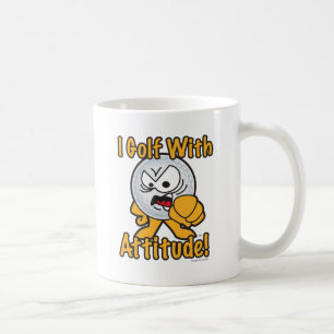 Golf mit Haltungs-Cartoon-Golf-Ball Kaffeetasse