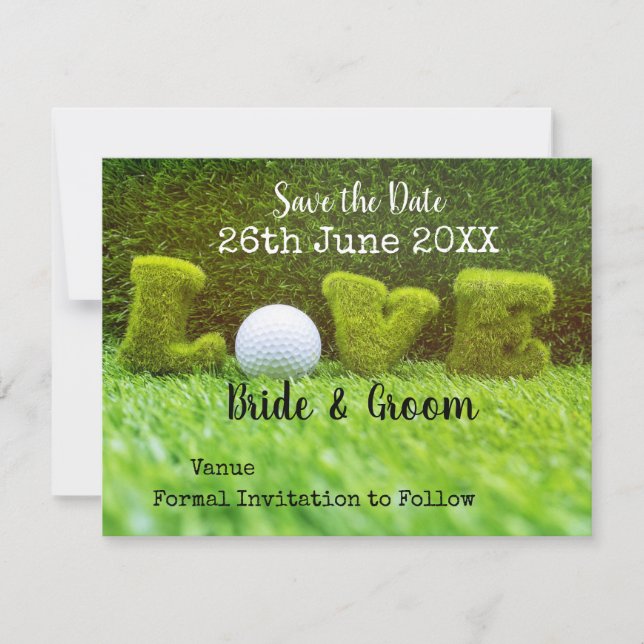 Golf mit Liebe und Golfball Einladung (Vorderseite)