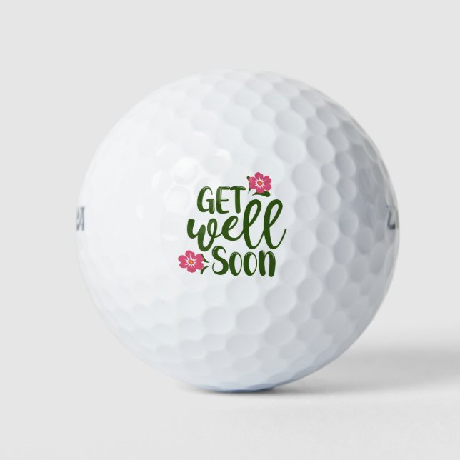 Golf Mit rosa Blume geht es gut Golfball (Vorderseite)