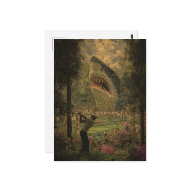 Golf mit Surrealhai Postkarte (Vorderseite/Rückseite Beispiel)