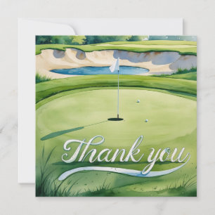 Golf mit Text auf dem Golfplatz Aquarellfarben Dankeskarte