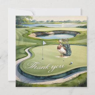Golf mit Text auf dem Golfplatz Aquarellfarben Dankeskarte