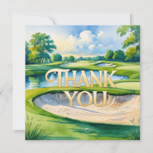 Golf mit Text auf dem Golfplatz Aquarellfarben Dankeskarte
