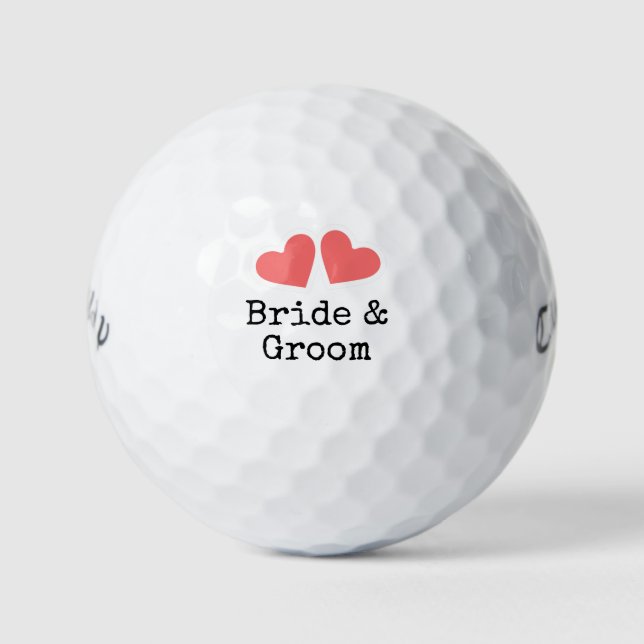 Golf mit zwei Hochzeitsfeiern mit rotem Herzen Golfball (Vorderseite)