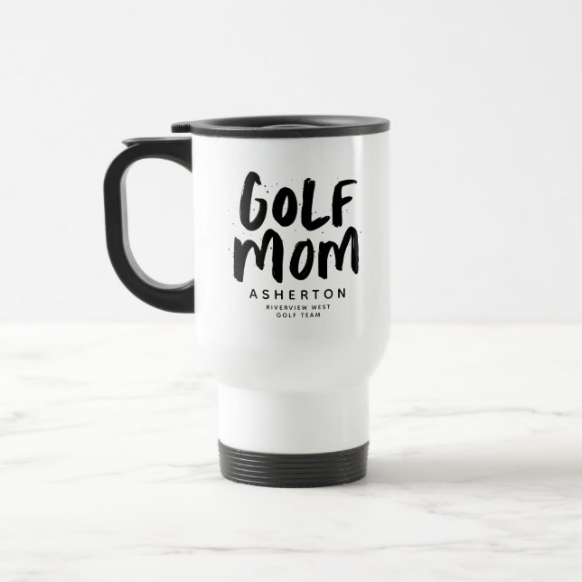 Golf Mom trendschwarzer Typ personalisierter Reise Reisebecher (Links)