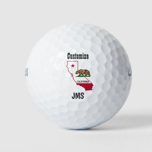 Golf Monogram California Map Flag Golfball (Vorderseite)
