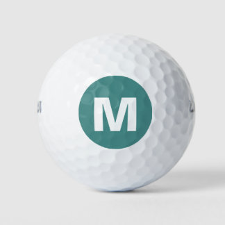 Golf Monogram Custom Initial Aquamarin & White Golfball