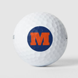 Golf Monogram Custom Initial Orange & Blue Golfball