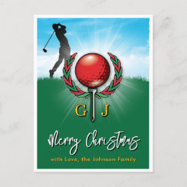 Golf Monogram Frohe Weihnachtsgestaltung Postkarte