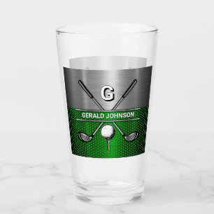 Golf Monogram Metallic Green und Silver Glas