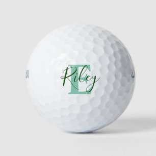 Golf Monogram Name Initial Green Golf Bälle