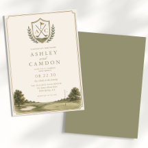Golf-Monogramm Gold-Sagegrüne Hochzeit