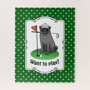 Golf Mops Golf spielen (schwarz) Niedlicher Hund F