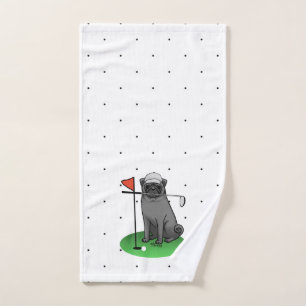 Golf Mops Golf spielen (schwarz) Niedlicher Hund F Badhandtuch Set