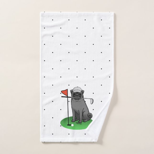 Golf Mops Golf spielen (schwarz) Niedlicher Hund F Badhandtuch Set (Handtuch)