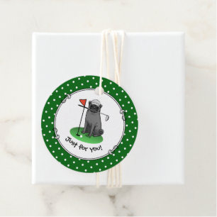 Golf Mops Golf spielen (schwarz) Niedlicher Hund F Geschenkanhänger