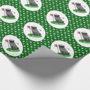 Golf Mops Golf spielen (schwarz) Niedlicher Hund F Geschenkpapier