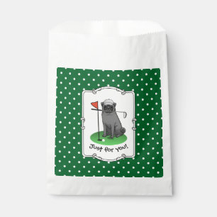 Golf Mops Golf spielen (schwarz) Niedlicher Hund F Geschenktütchen