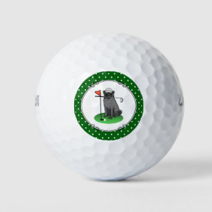 Golf Mops Golf spielen (schwarz) Niedlicher Hund F Golfball