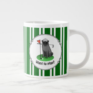 Golf Mops Golf spielen (schwarz) Niedlicher Hund F Jumbo-Tasse