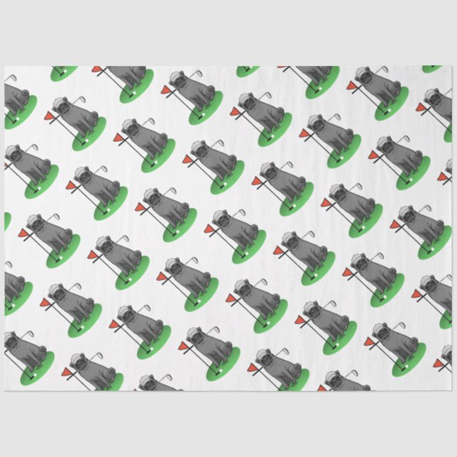 Golf Mops Golf spielen (schwarz) Niedlicher Hund F Seidenpapier (Vorderseite)