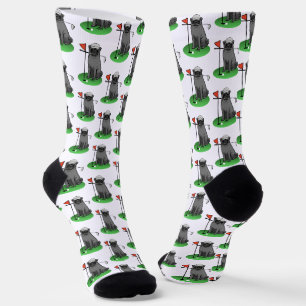 Golf Mops Golf spielen (schwarz) Niedlicher Hund F Socken