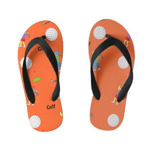 Golf-Muster in Orange Kinderbadesandalen