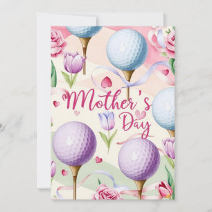 Golf Muttertag mit Ball und Blumen für Mama Feiertagskarte