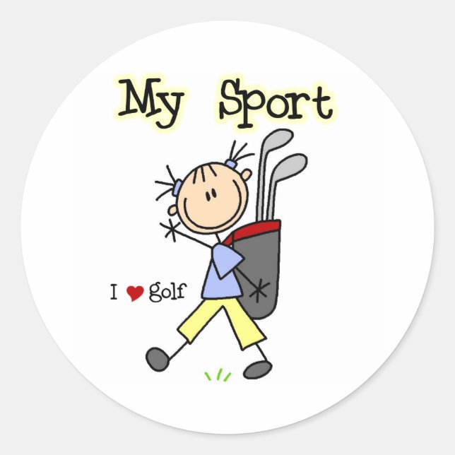 Golf My Sport Runder Aufkleber (Vorderseite)