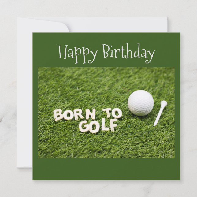 Golf né golf mot carte d'anniversaire sur vert (Devant)