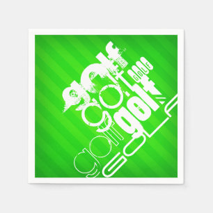 Golf; Neon Green Stripes. Serviette
