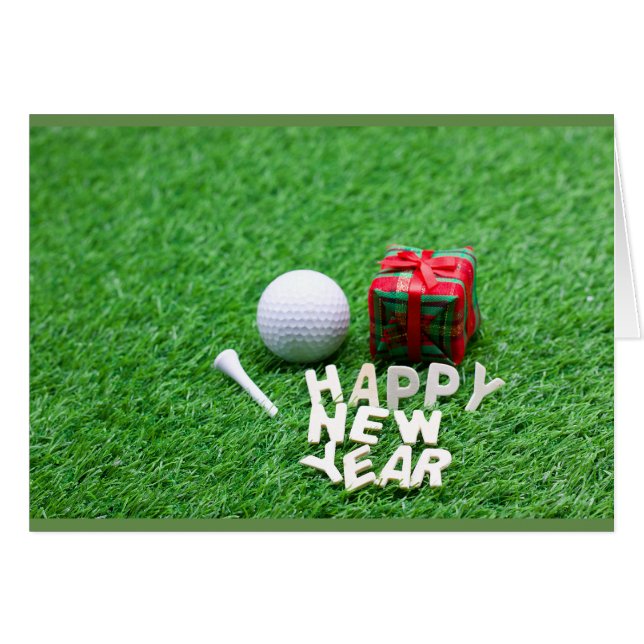 Golf Neues Jahr mit Briefen und Ball auf grünem Gr (Vorderseite (Horizontal))