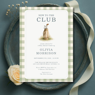 Golf Neues Mitglied im Club Gingham-Baby-Party-Ein Einladung