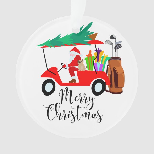 Golf noël Santa Claus équitation voiturette golf (devant)