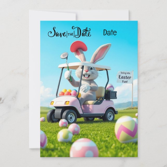 Golf Oaster Save the Date Einladung - Bunny (Vorderseite)