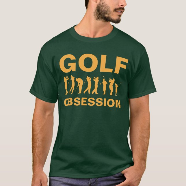 Golf Obsession Green Orange Golfing T - Shirt (Vorderseite)